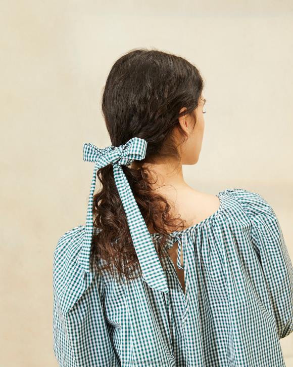 Accessories Nutmeg/Mini Green Gingham Loeffler Randall 044J162 Women Dee Bow Scrunchies
