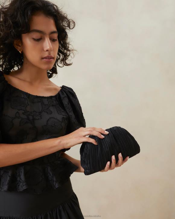 Bags Black Loeffler Randall 044J354 Women Bailey Pleated Dome Clutch