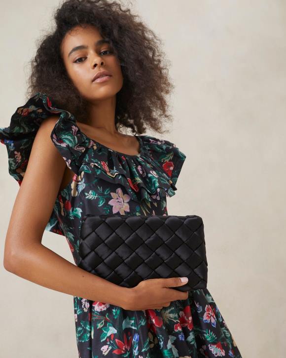 Bags Black Loeffler Randall 044J355 Women Aviva Woven Puff Clutch