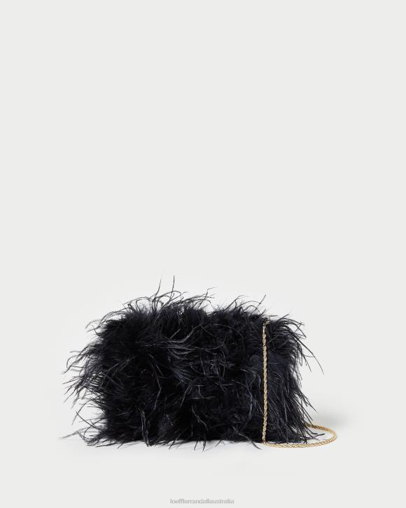 Bags Black Loeffler Randall 044J361 Women Zahara Mini Feather Pouch