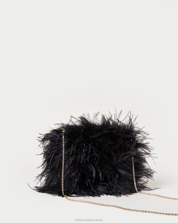 Bags Black Loeffler Randall 044J361 Women Zahara Mini Feather Pouch