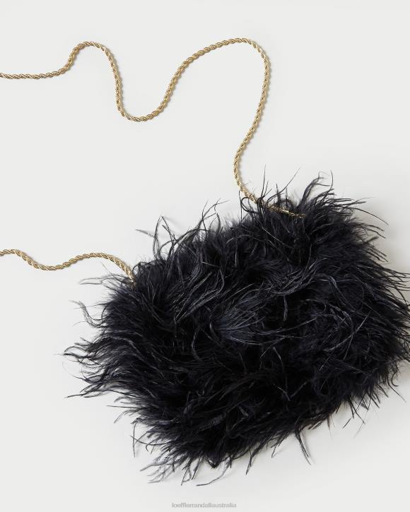 Bags Black Loeffler Randall 044J361 Women Zahara Mini Feather Pouch