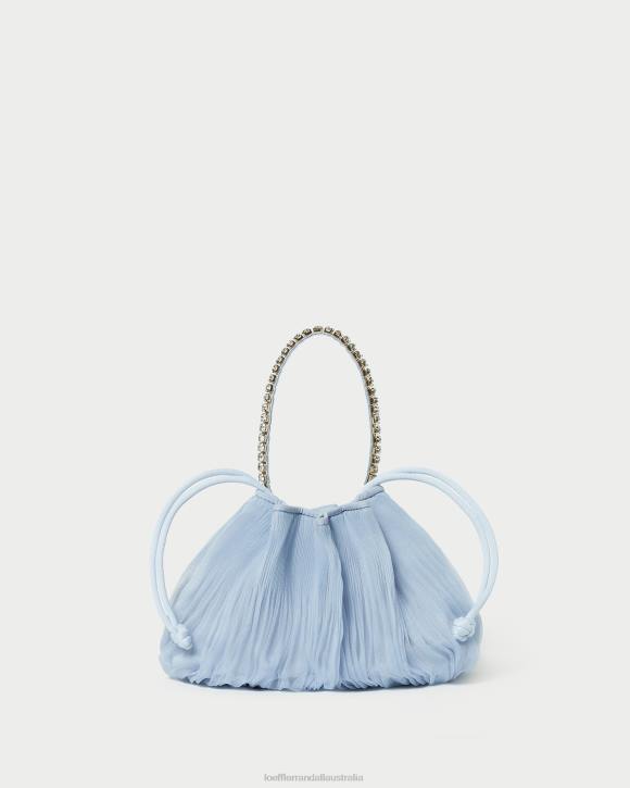 Bags Blue Loeffler Randall 044J370 Women Layne Rhinestone Pleated Pouch