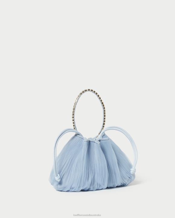Bags Blue Loeffler Randall 044J370 Women Layne Rhinestone Pleated Pouch