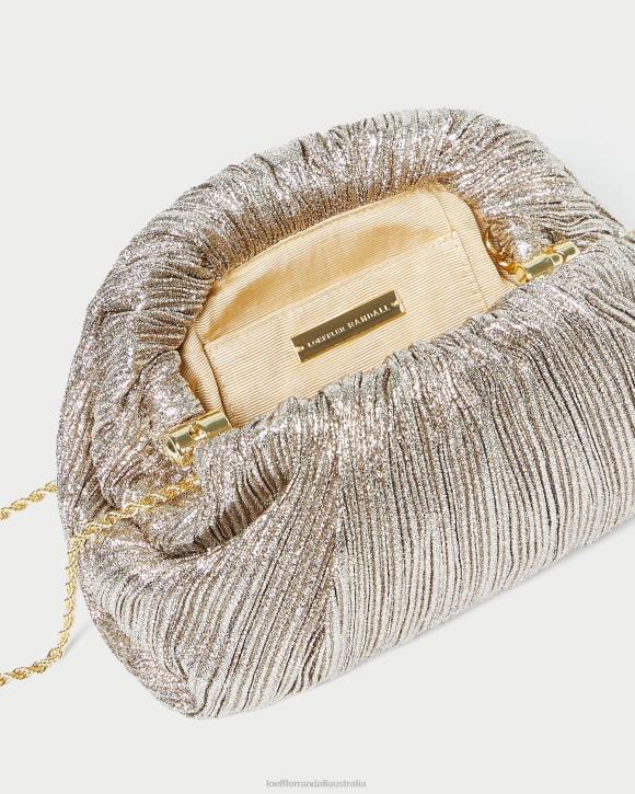 Bags Champagne Loeffler Randall 044J386 Women Bailey Pleated Dome Clutch