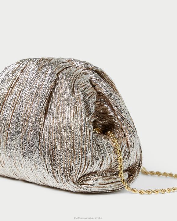 Bags Champagne Loeffler Randall 044J386 Women Bailey Pleated Dome Clutch
