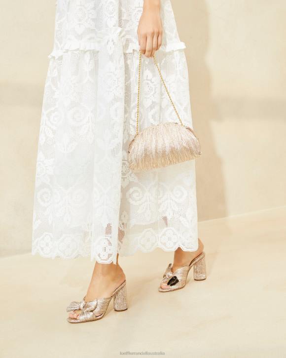 Bags Champagne Loeffler Randall 044J386 Women Bailey Pleated Dome Clutch