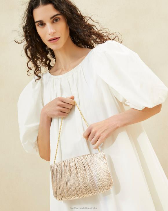Bags Champagne Loeffler Randall 044J393 Women Brit Flat Pleated Clutch