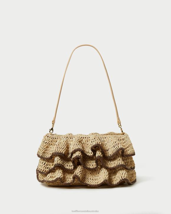 Bags Natural/Brown Loeffler Randall 044J374 Women Odette Ruffle Clutch