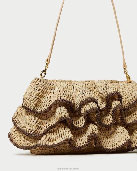 Bags Natural/Brown Loeffler Randall 044J374 Women Odette Ruffle Clutch