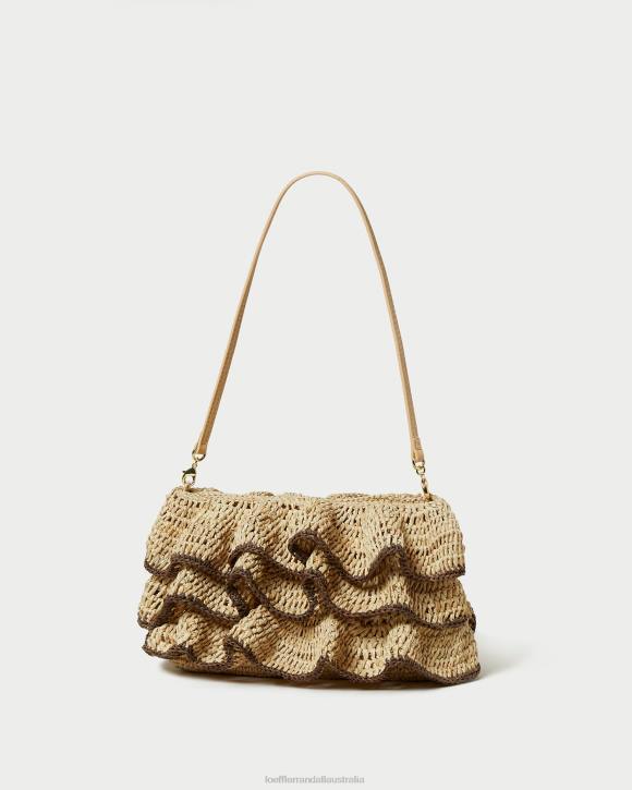 Bags Natural/Brown Loeffler Randall 044J374 Women Odette Ruffle Clutch