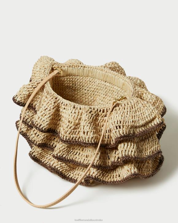 Bags Natural/Brown Loeffler Randall 044J374 Women Odette Ruffle Clutch