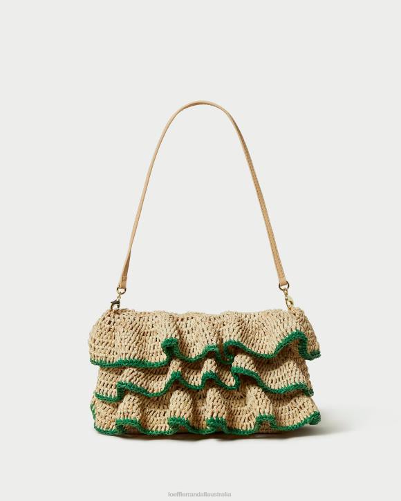 Bags Natural/Green Loeffler Randall 044J373 Women Odette Ruffle Clutch