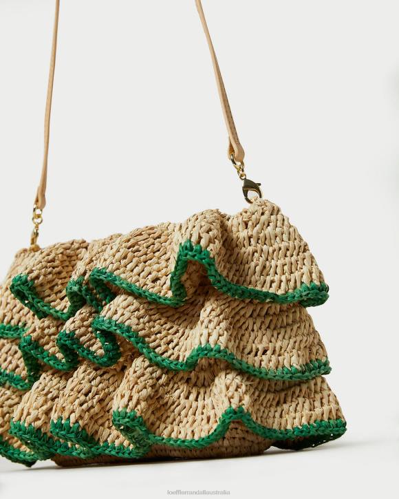 Bags Natural/Green Loeffler Randall 044J373 Women Odette Ruffle Clutch