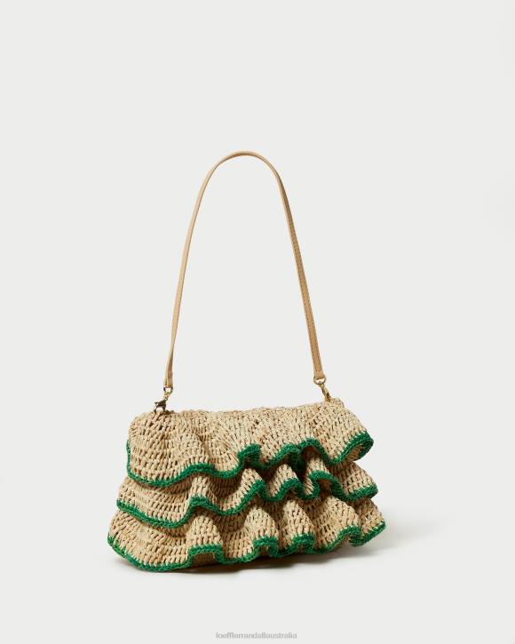 Bags Natural/Green Loeffler Randall 044J373 Women Odette Ruffle Clutch