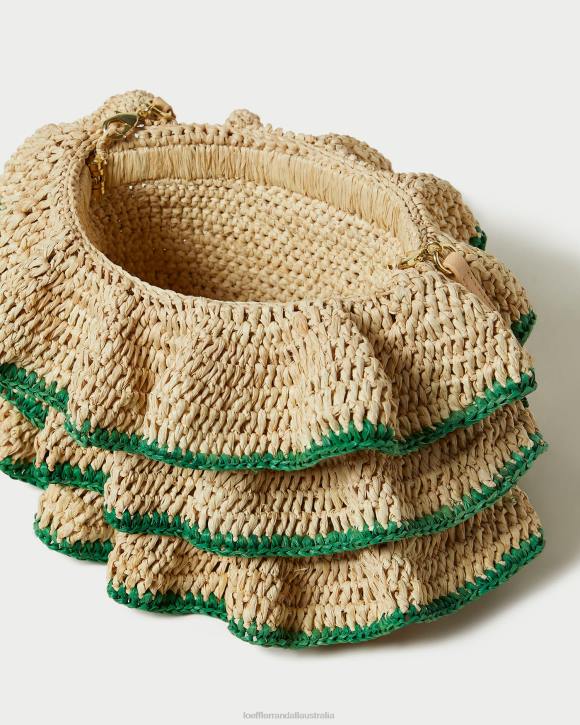 Bags Natural/Green Loeffler Randall 044J373 Women Odette Ruffle Clutch