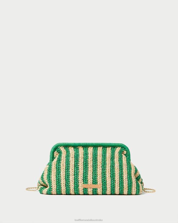 Bags Natural/Green Stripe Loeffler Randall 044J391 Women Trudie Frame Clutch