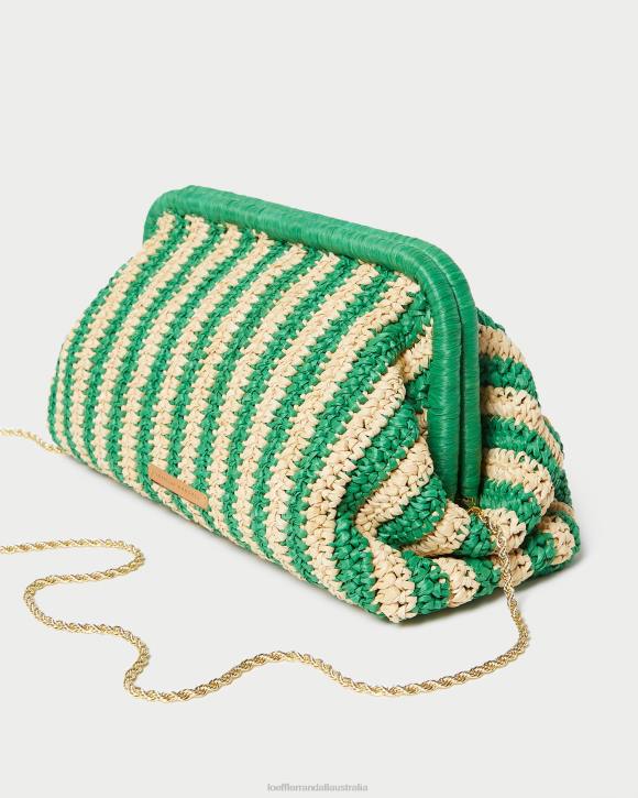 Bags Natural/Green Stripe Loeffler Randall 044J391 Women Trudie Frame Clutch