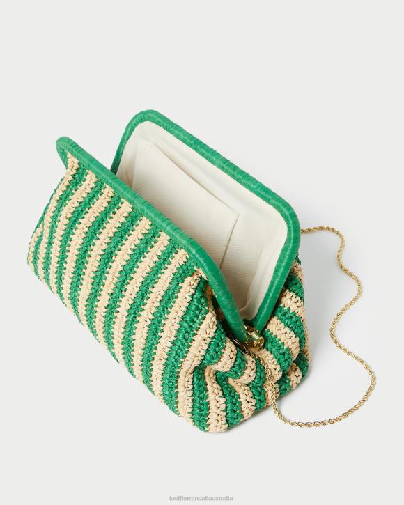Bags Natural/Green Stripe Loeffler Randall 044J391 Women Trudie Frame Clutch