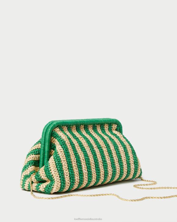 Bags Natural/Green Stripe Loeffler Randall 044J391 Women Trudie Frame Clutch