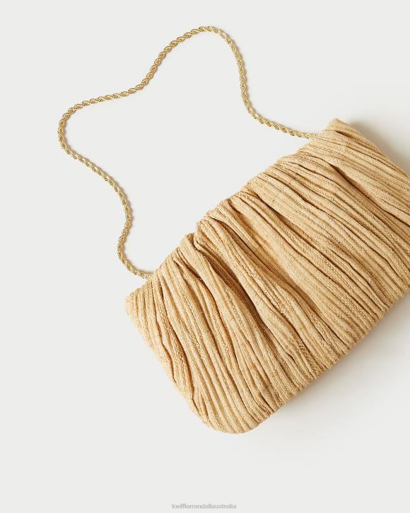 Bags Natural Loeffler Randall 044J368 Women Brit Flat Pleated Clutch
