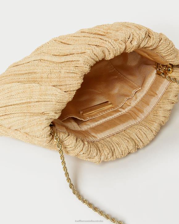 Bags Natural Loeffler Randall 044J368 Women Brit Flat Pleated Clutch