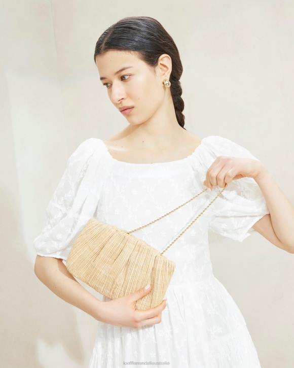 Bags Natural Loeffler Randall 044J368 Women Brit Flat Pleated Clutch