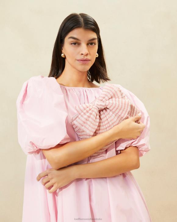 Bags Soft Pink Gingham Loeffler Randall 044J380 Women Rayne Bow Clutch