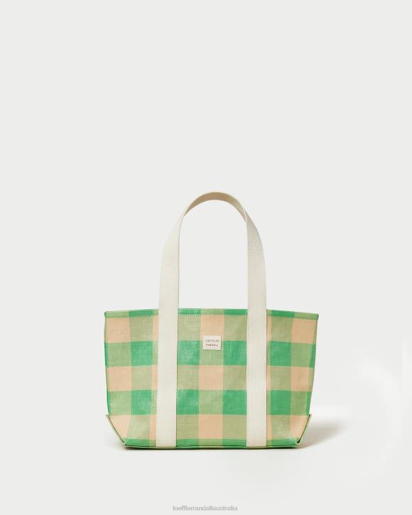 Bags Green/Butterscotch Gingham Loeffler Randall 044J314 Women Bennett Medium Tote