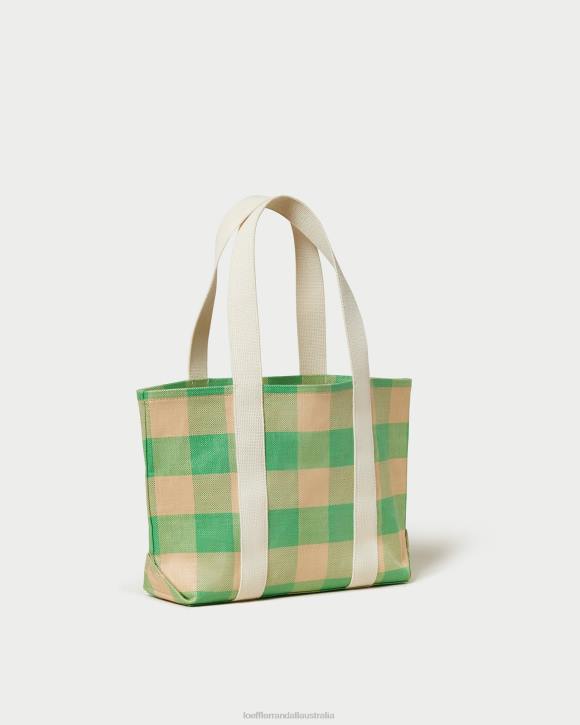 Bags Green/Butterscotch Gingham Loeffler Randall 044J314 Women Bennett Medium Tote