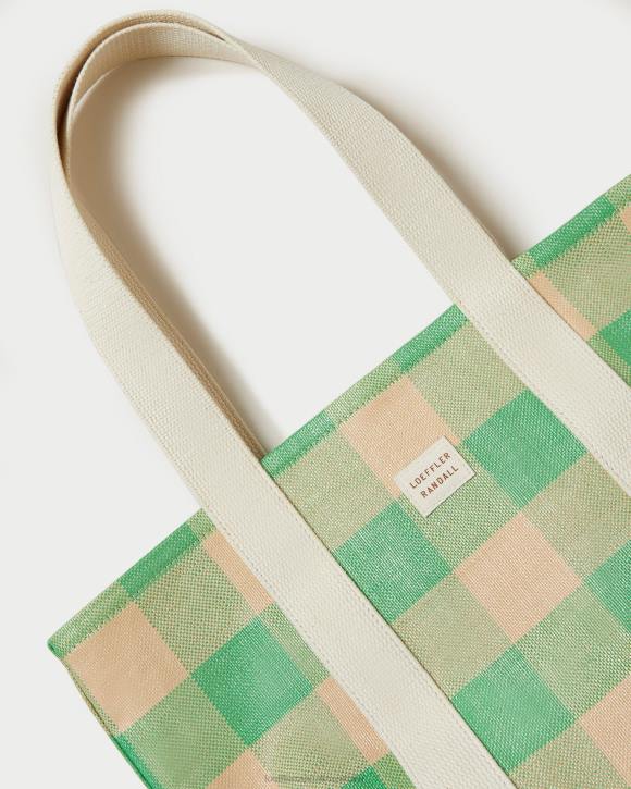 Bags Green/Butterscotch Gingham Loeffler Randall 044J314 Women Bennett Medium Tote