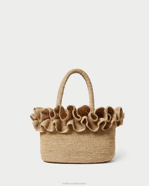 Bags Natural Loeffler Randall 044J322 Women Lori Raffia Ruffle Tote