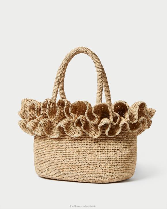 Bags Natural Loeffler Randall 044J322 Women Lori Raffia Ruffle Tote