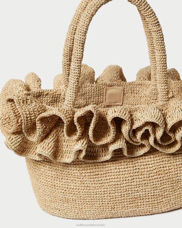 Bags Natural Loeffler Randall 044J322 Women Lori Raffia Ruffle Tote