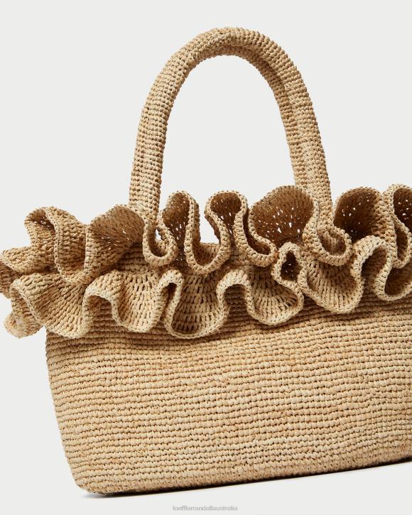 Bags Natural Loeffler Randall 044J322 Women Lori Raffia Ruffle Tote