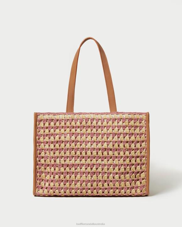 Bags Natural/Pink/Honey Loeffler Randall 044J315 Women Pia Crochet Tote