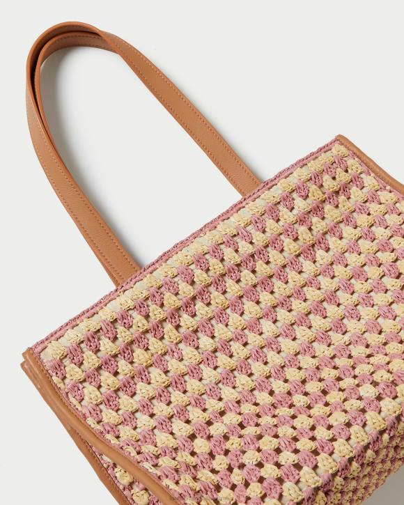 Bags Natural/Pink/Honey Loeffler Randall 044J315 Women Pia Crochet Tote