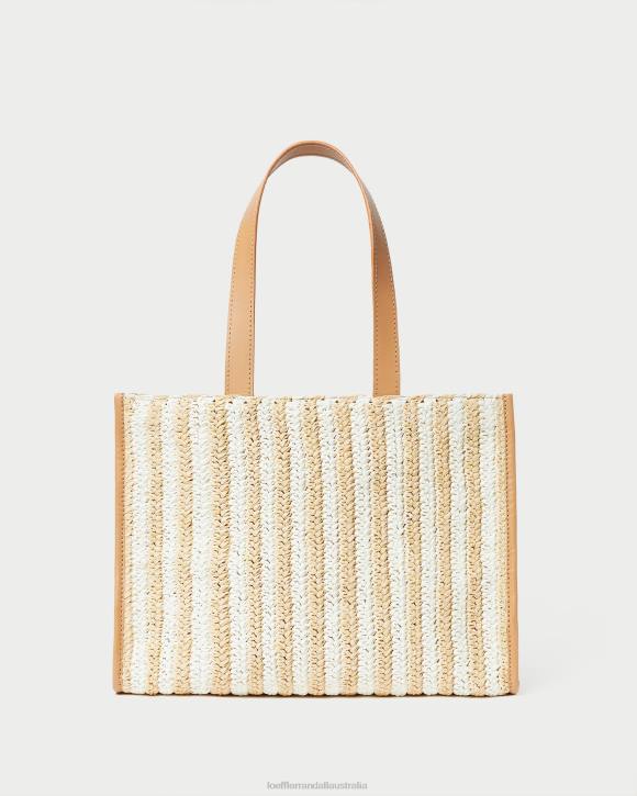 Bags White/Natural Stripe Loeffler Randall 044J323 Women Pia Natural Crocheted Tote