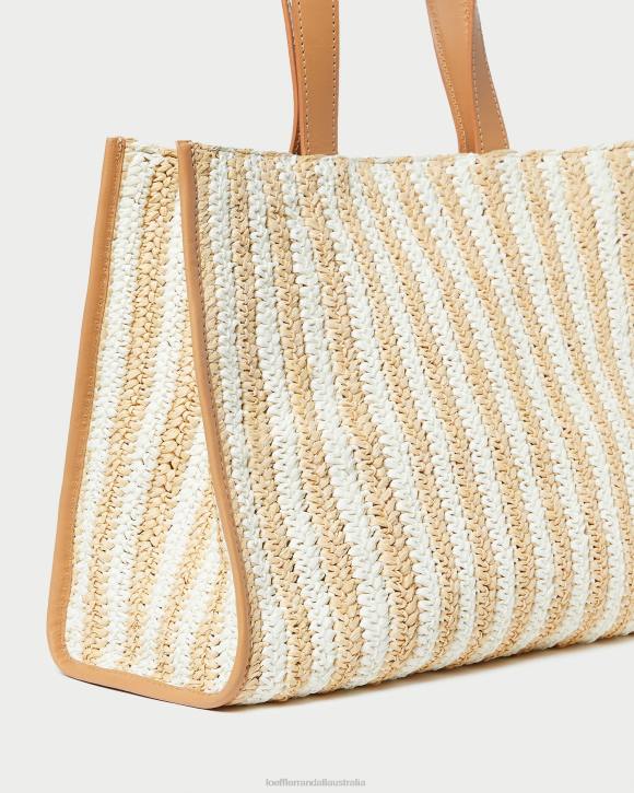 Bags White/Natural Stripe Loeffler Randall 044J323 Women Pia Natural Crocheted Tote