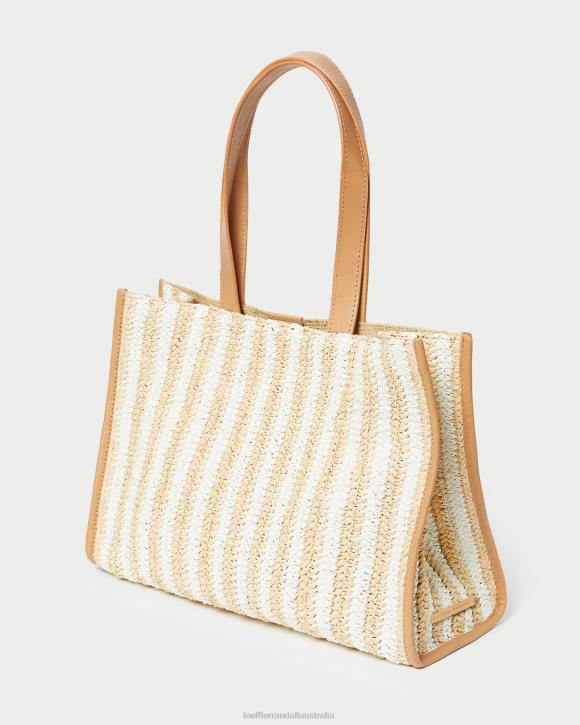 Bags White/Natural Stripe Loeffler Randall 044J323 Women Pia Natural Crocheted Tote