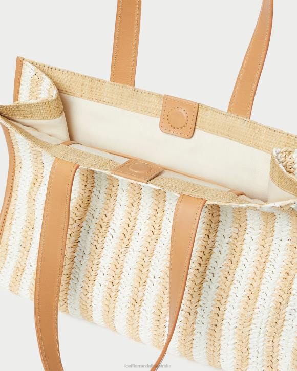 Bags White/Natural Stripe Loeffler Randall 044J323 Women Pia Natural Crocheted Tote
