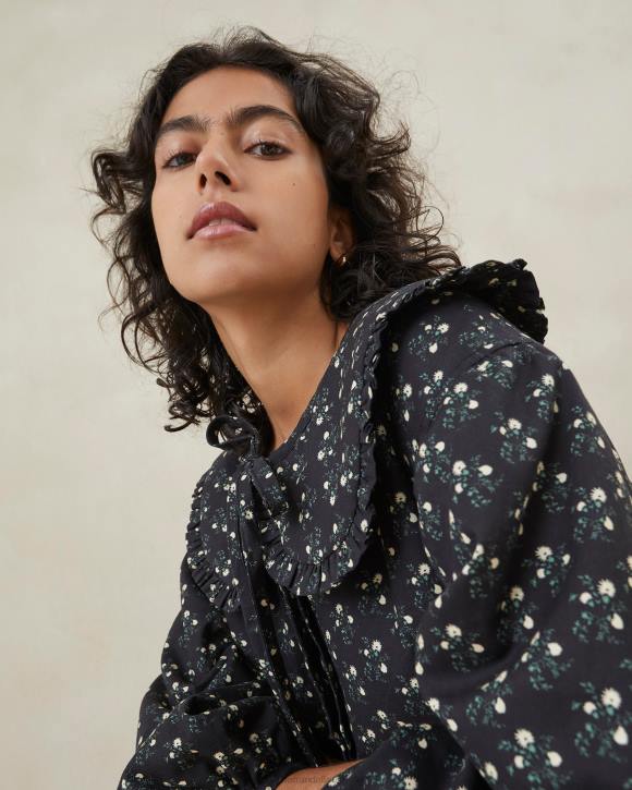 Clothes Black Ditsy Floral Loeffler Randall 044J179 Women Nari Coat Dress