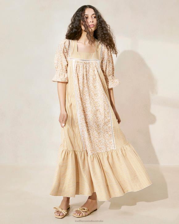 Clothes Brown Floral/Brown Stripe Loeffler Randall 044J184 Women Phillipa Maxi Dress