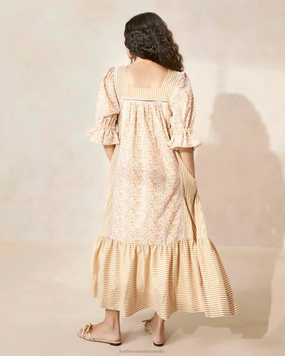 Clothes Brown Floral/Brown Stripe Loeffler Randall 044J184 Women Phillipa Maxi Dress