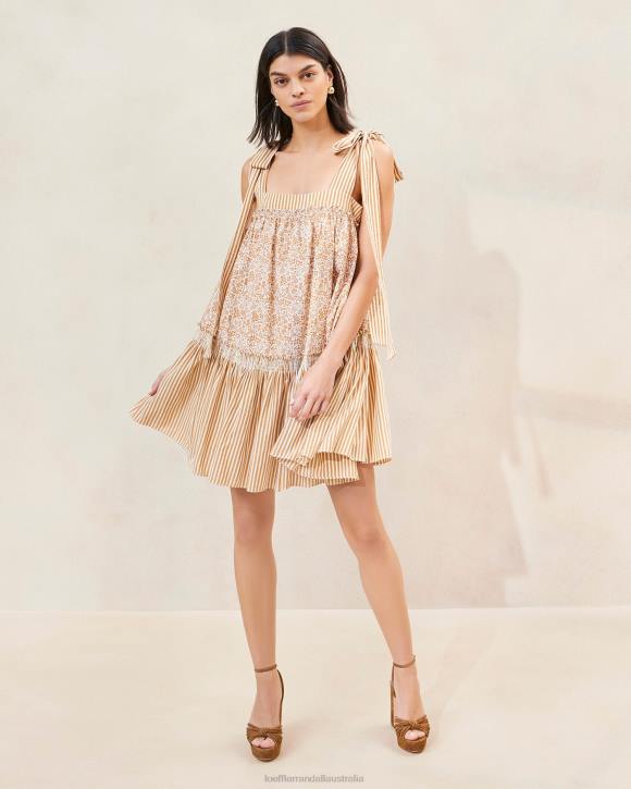 Clothes Brown Floral/Brown Stripe Loeffler Randall 044J189 Women Janie Ruffle-Hem Dress