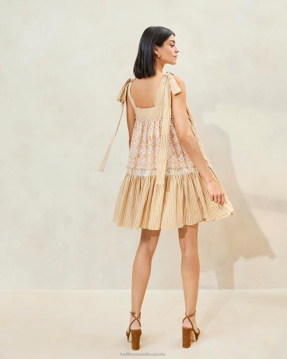Clothes Brown Floral/Brown Stripe Loeffler Randall 044J189 Women Janie Ruffle-Hem Dress