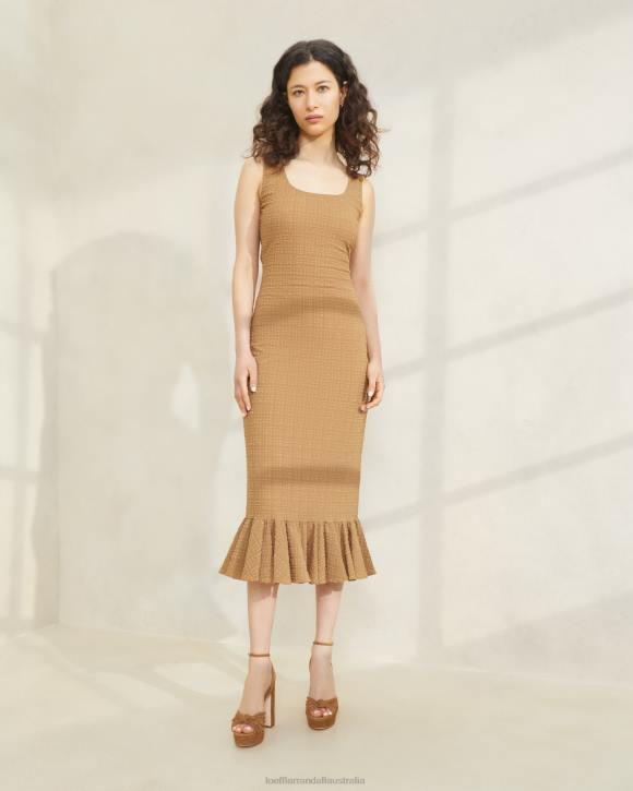 Clothes Brown Loeffler Randall 044J195 Women Yessica Ruffle-Hem Tank Dress