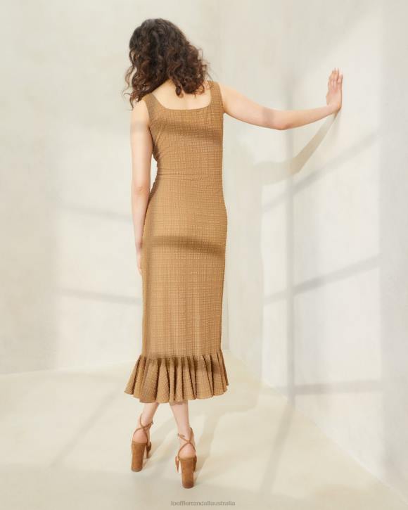 Clothes Brown Loeffler Randall 044J195 Women Yessica Ruffle-Hem Tank Dress