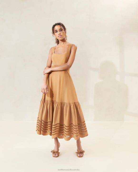 Clothes Chocolate Loeffler Randall 044J197 Women Carine Embroidered Midi Dress