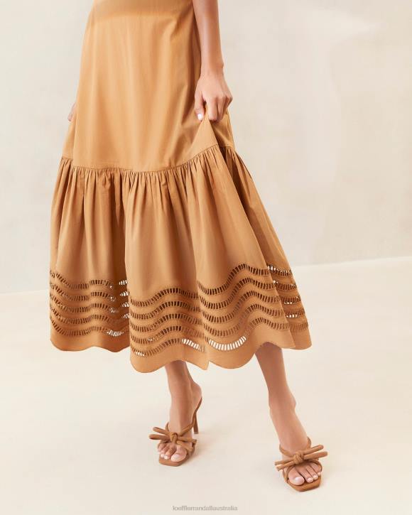 Clothes Chocolate Loeffler Randall 044J197 Women Carine Embroidered Midi Dress